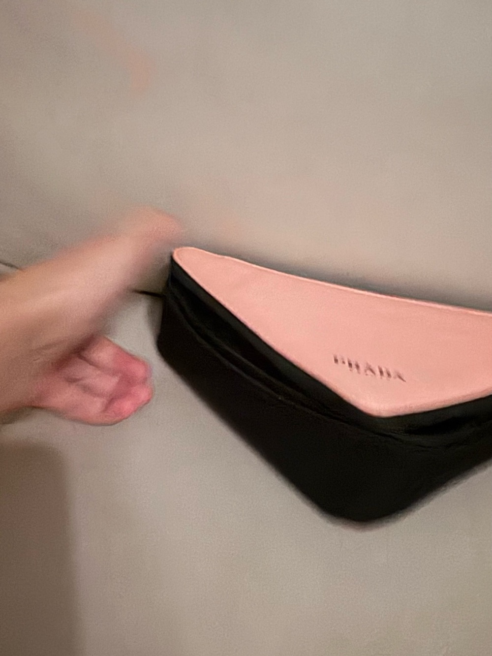 Prada Pink Triangle Cosmetic Case with Black Trim - Picture 4 of 5